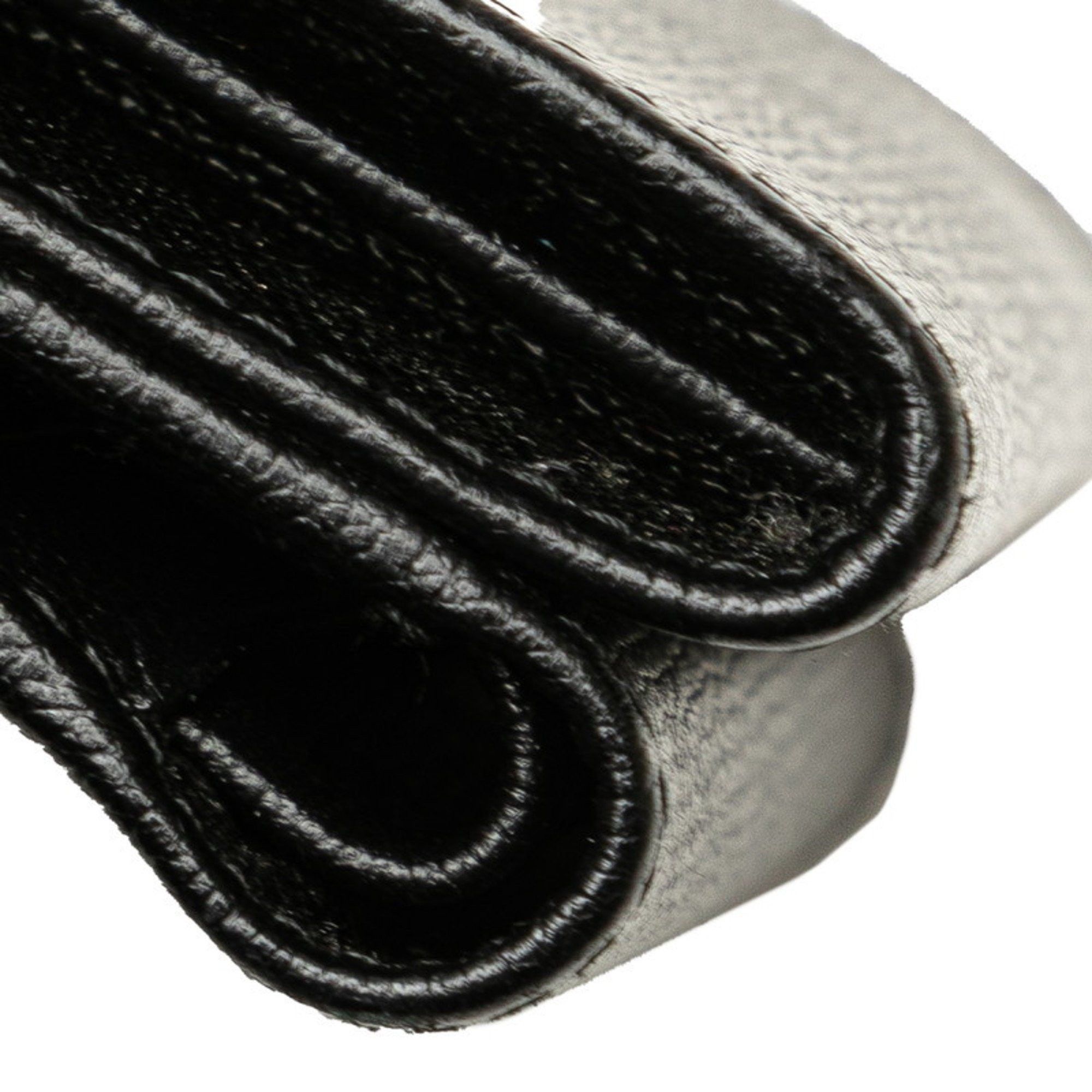 Chanel CHANEL Coco Button Tri-fold Wallet Black Leather Women's Size ONE SIZE - 5 Thumbnail