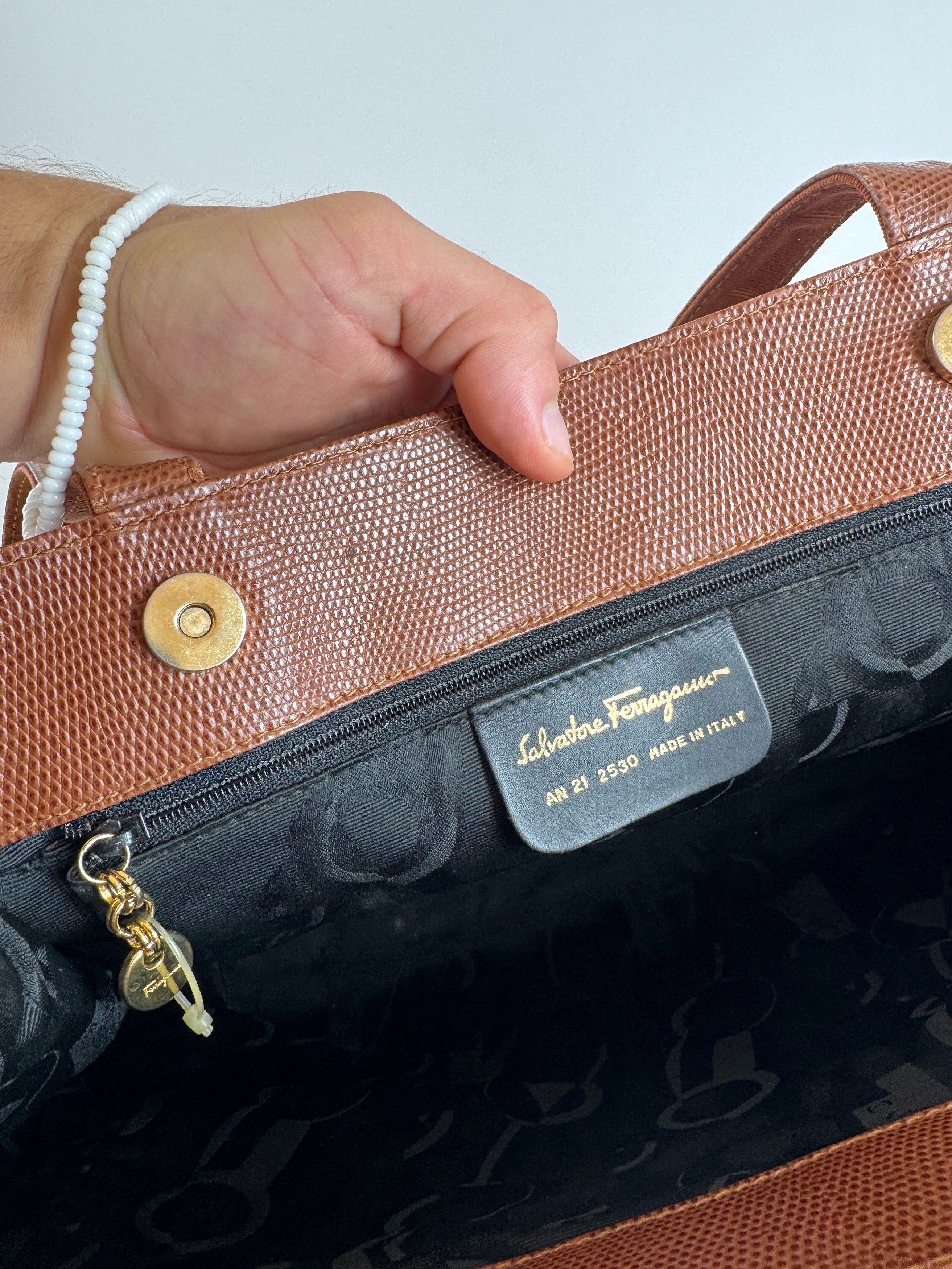 Salvatore Ferragamo Vintage Snake style leather bag brown Size ONE SIZE - 4 Thumbnail