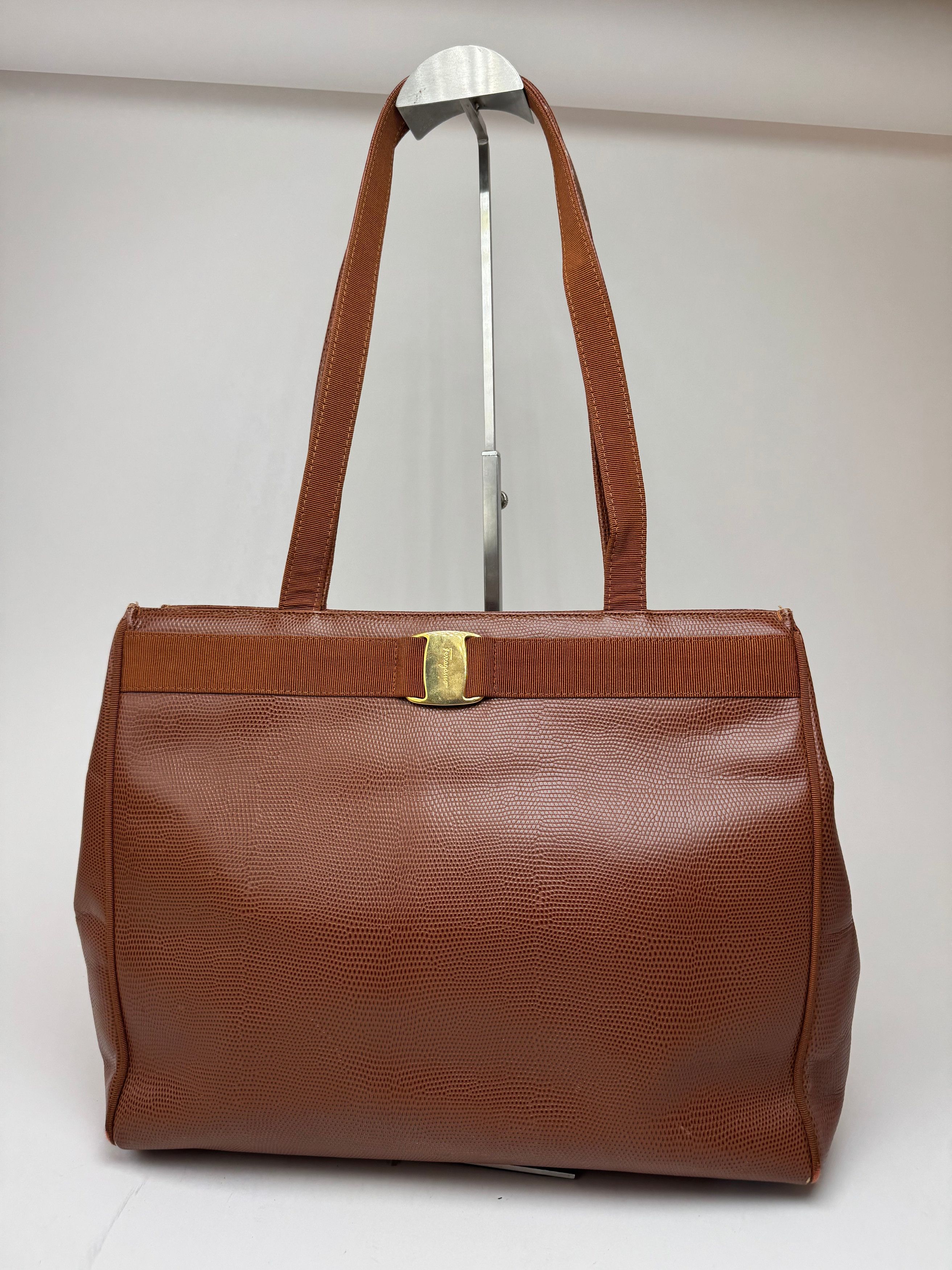 Salvatore Ferragamo Vintage Snake style leather bag brown Size ONE SIZE - 13 Thumbnail