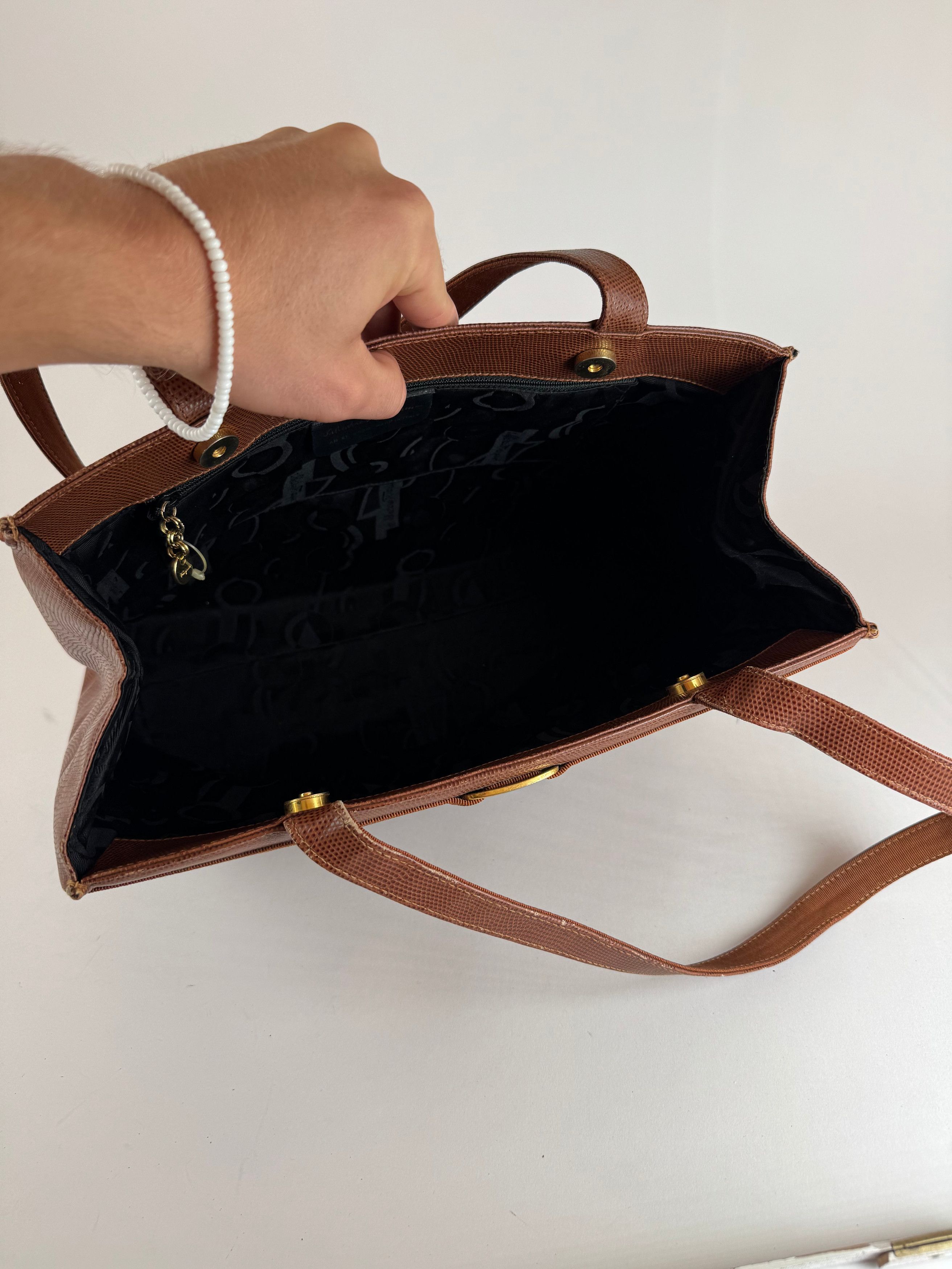 Salvatore Ferragamo Vintage Snake style leather bag brown Size ONE SIZE - 3 Thumbnail