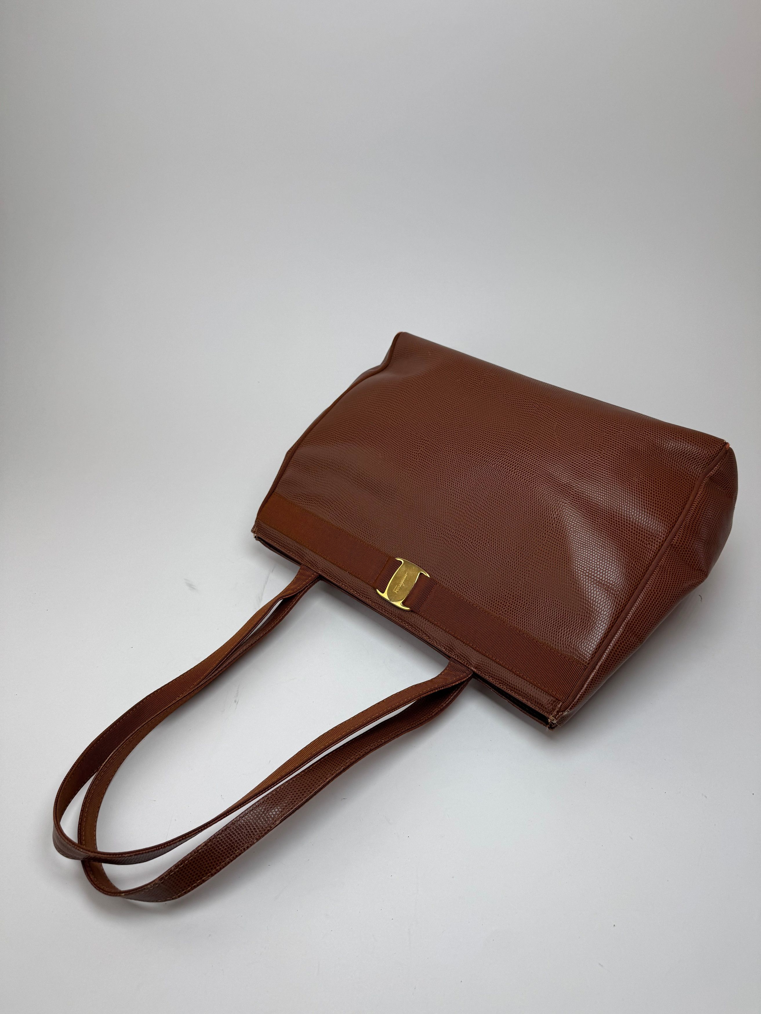 Salvatore Ferragamo Vintage Snake style leather bag brown Size ONE SIZE - 8 Thumbnail