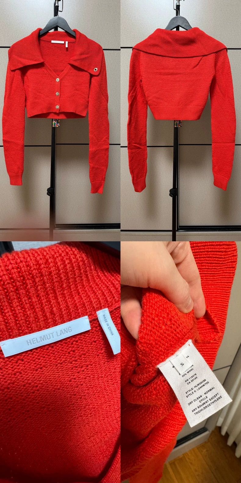 Helmut Lang Helmut Lang Red Collar Cropped Cardigan - dmc Size US S / EU 44-46 / 1 - 2 Thumbnail