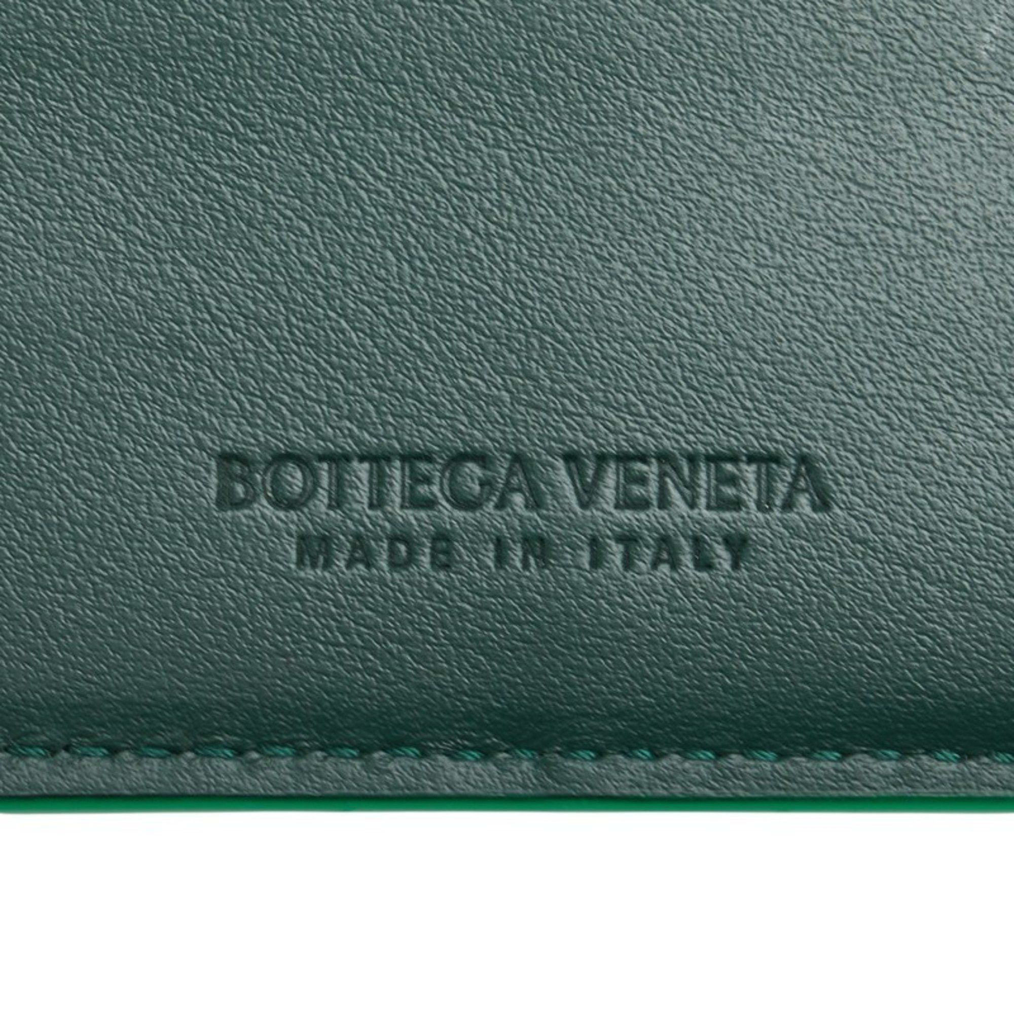 Bottega Veneta Bottega Veneta Maxi Intrecciato Cassette Bi-fold Wallet in Emerald Green Leather for Women Size ONE SIZE - 8 Thumbnail