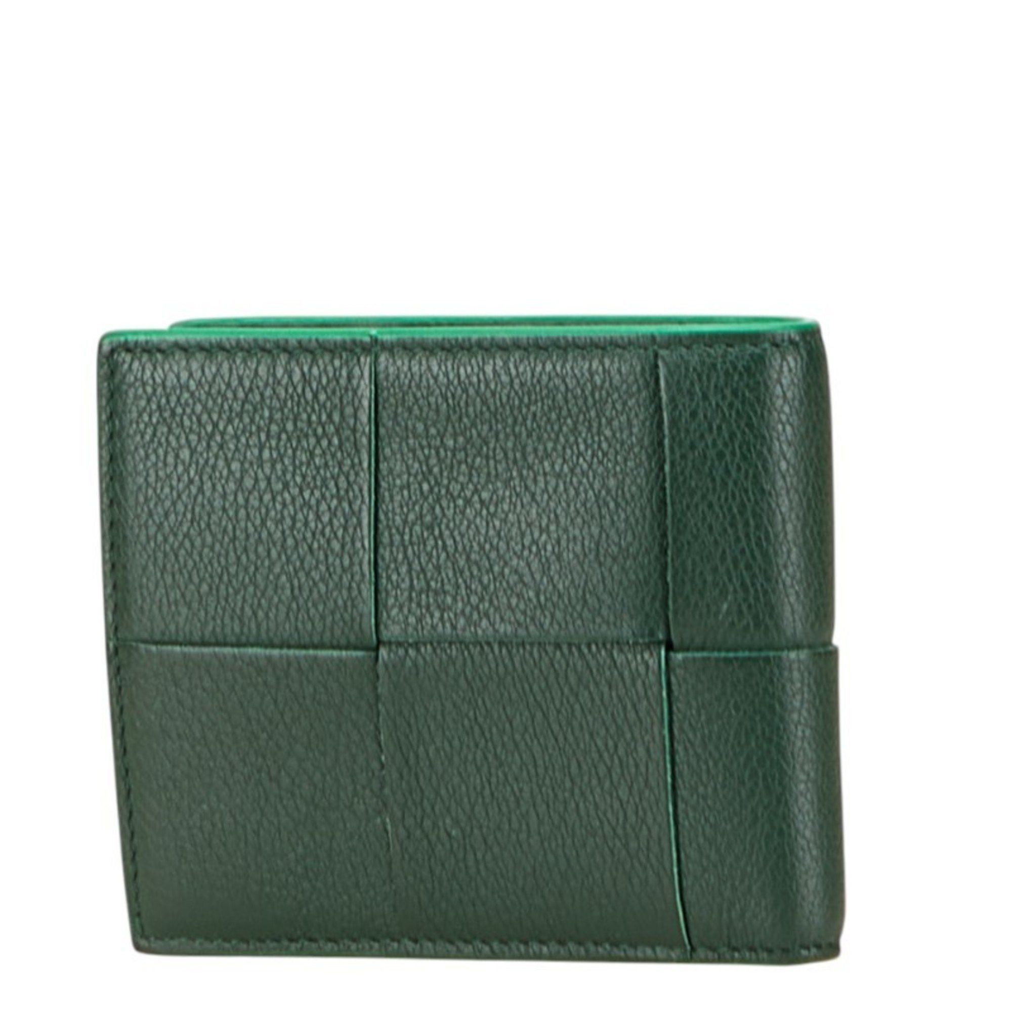 Bottega Veneta Bottega Veneta Maxi Intrecciato Cassette Bi-fold Wallet in Emerald Green Leather for Women Size ONE SIZE - 2 Thumbnail