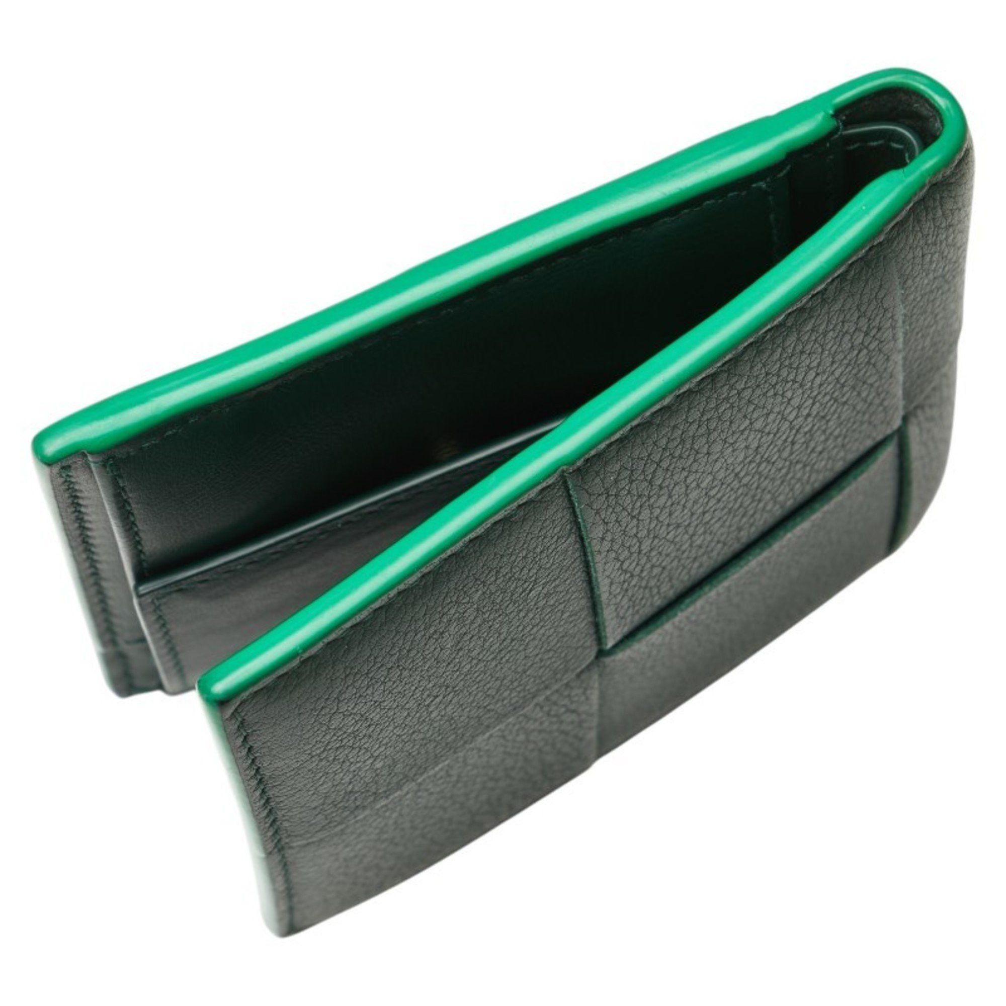 Bottega Veneta Bottega Veneta Maxi Intrecciato Cassette Bi-fold Wallet in Emerald Green Leather for Women Size ONE SIZE - 5 Thumbnail