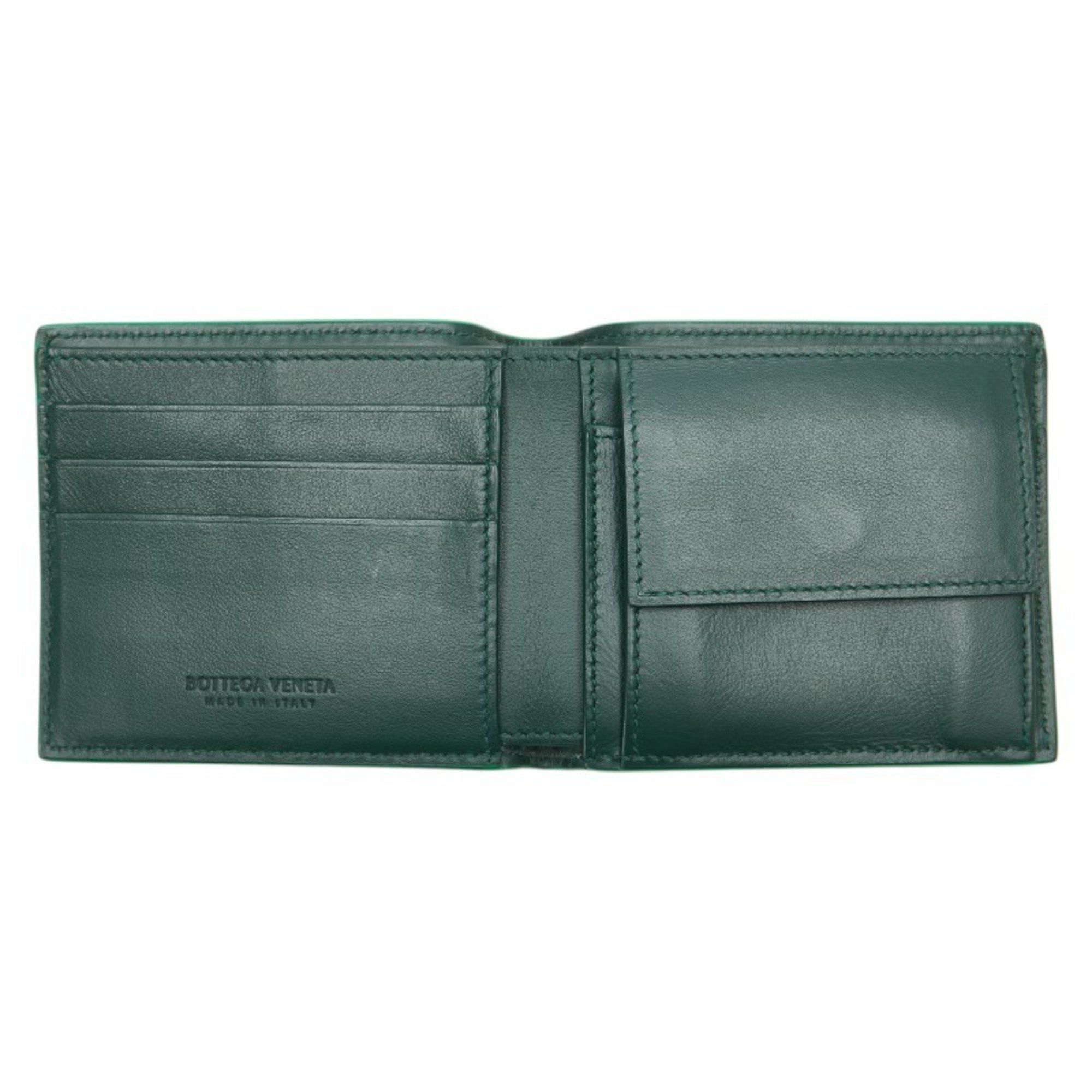 Bottega Veneta Bottega Veneta Maxi Intrecciato Cassette Bi-fold Wallet in Emerald Green Leather for Women Size ONE SIZE - 6 Thumbnail