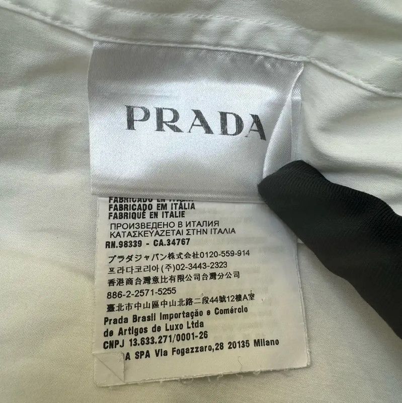 Prada Prada Men's Long Sleeve White Cotton Shirt Size US M / EU 48-50 / 2 - 6 Thumbnail