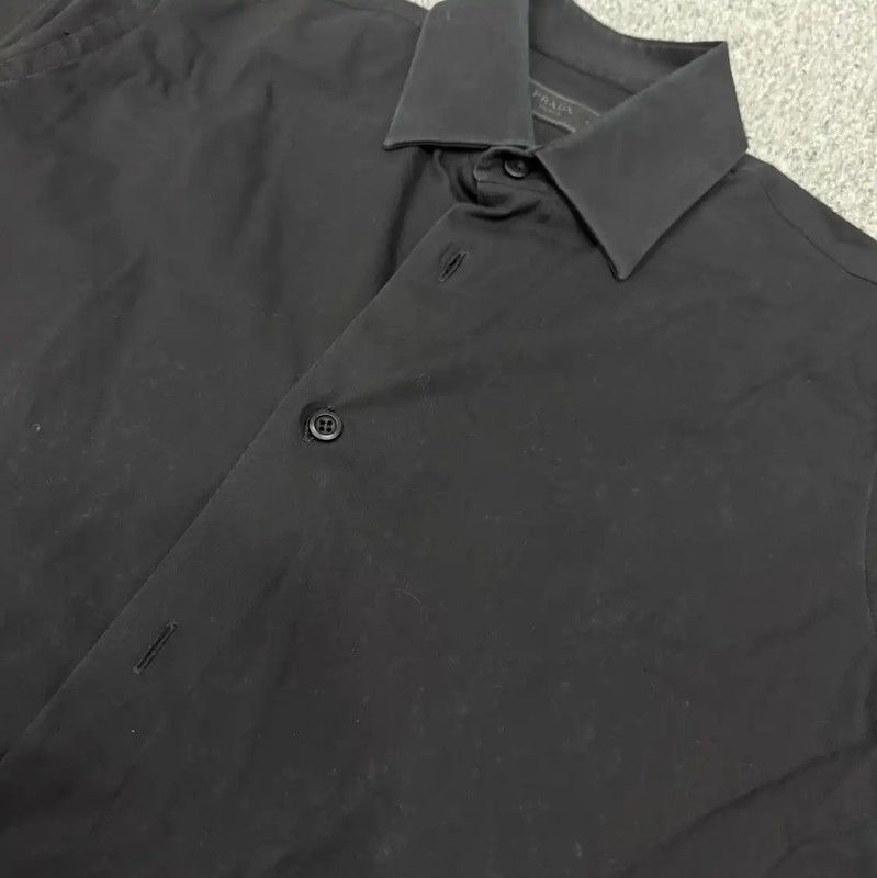 Prada Prada Black Cotton Long Sleeve Men's Shirt Size US M / EU 48-50 / 2 - 2 Thumbnail