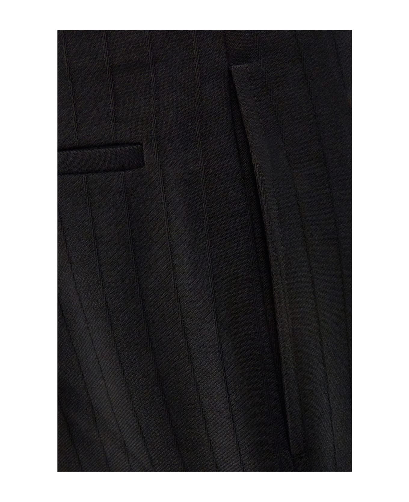 Saint Laurent Paris high-waisted pants in striped wool gabardine Size US 32 / EU 48 - 3 Thumbnail