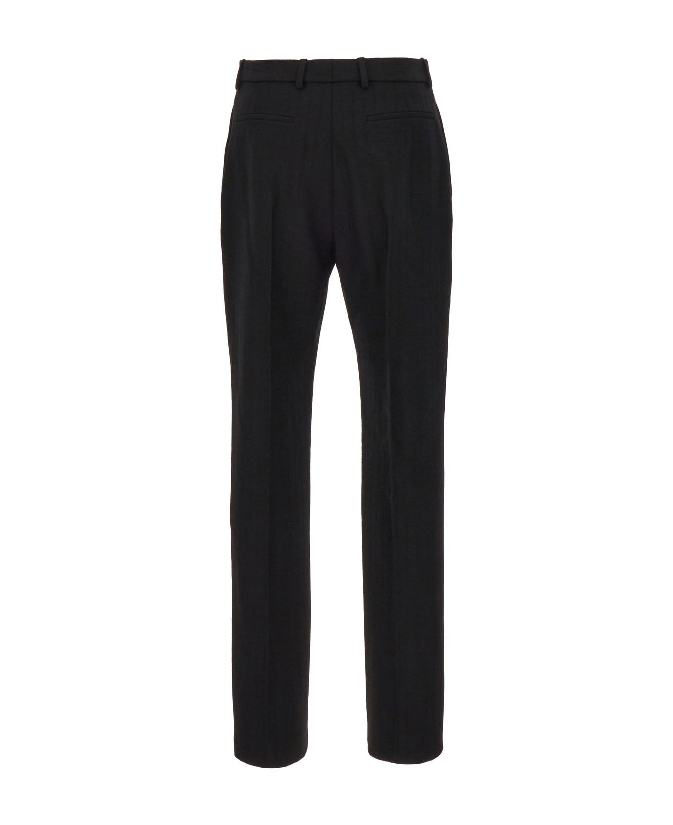 Saint Laurent Paris high-waisted pants in striped wool gabardine Size US 32 / EU 48 - 2 Thumbnail