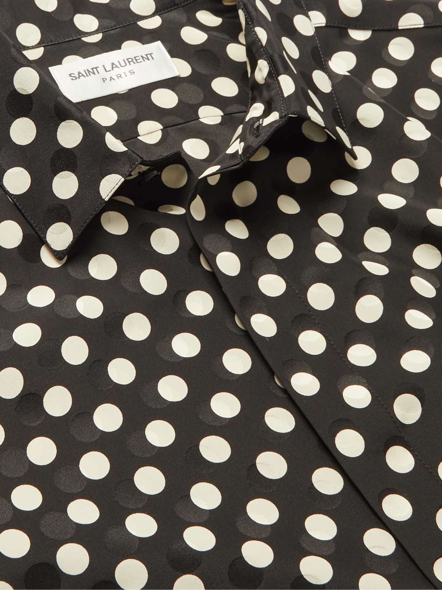 Saint Laurent Paris yves collar shirt in matte and shiny dotted silk Size US XL / EU 56 / 4 - 4 Thumbnail