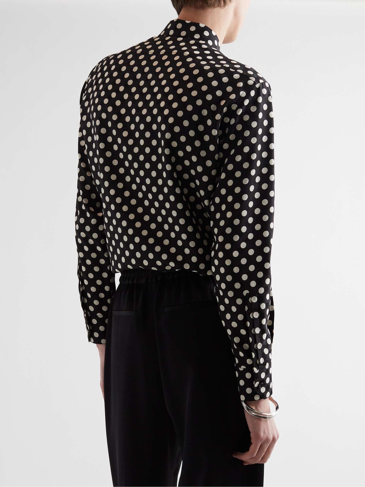 Saint Laurent Paris yves collar shirt in matte and shiny dotted silk Size US XXL / EU 58 / 5 - 3 Thumbnail