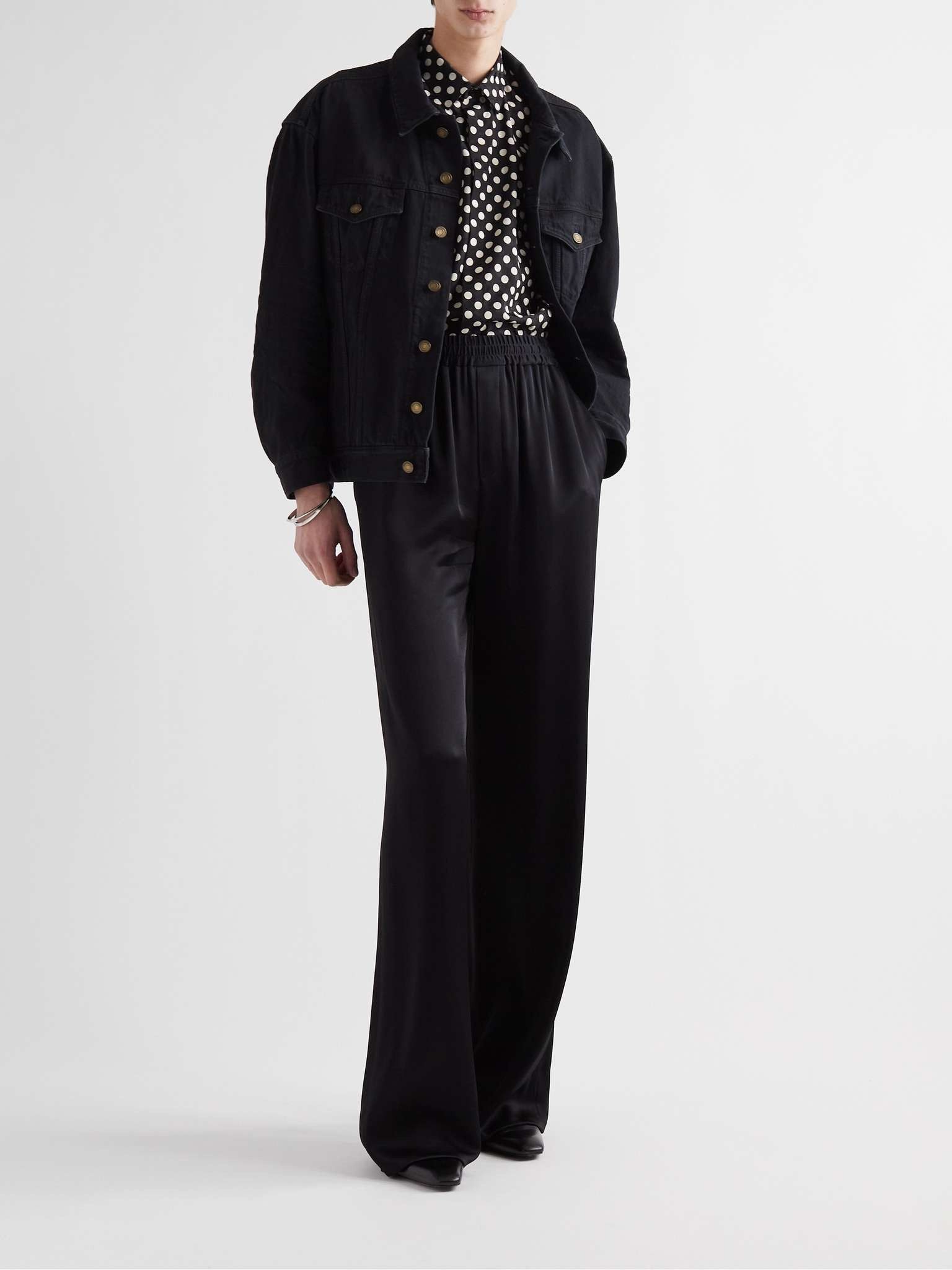 Saint Laurent Paris yves collar shirt in matte and shiny dotted silk Size US XXL / EU 58 / 5 - 5 Thumbnail