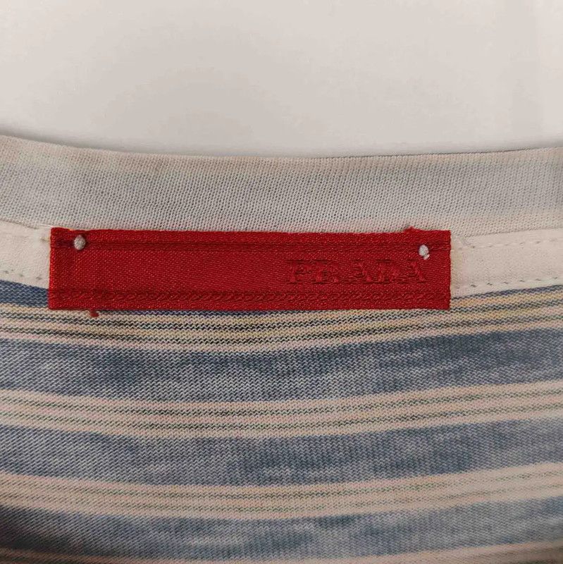 Prada Prada M Striped Cotton T-Shirt for Men Size US M / EU 48-50 / 2 - 2 Thumbnail