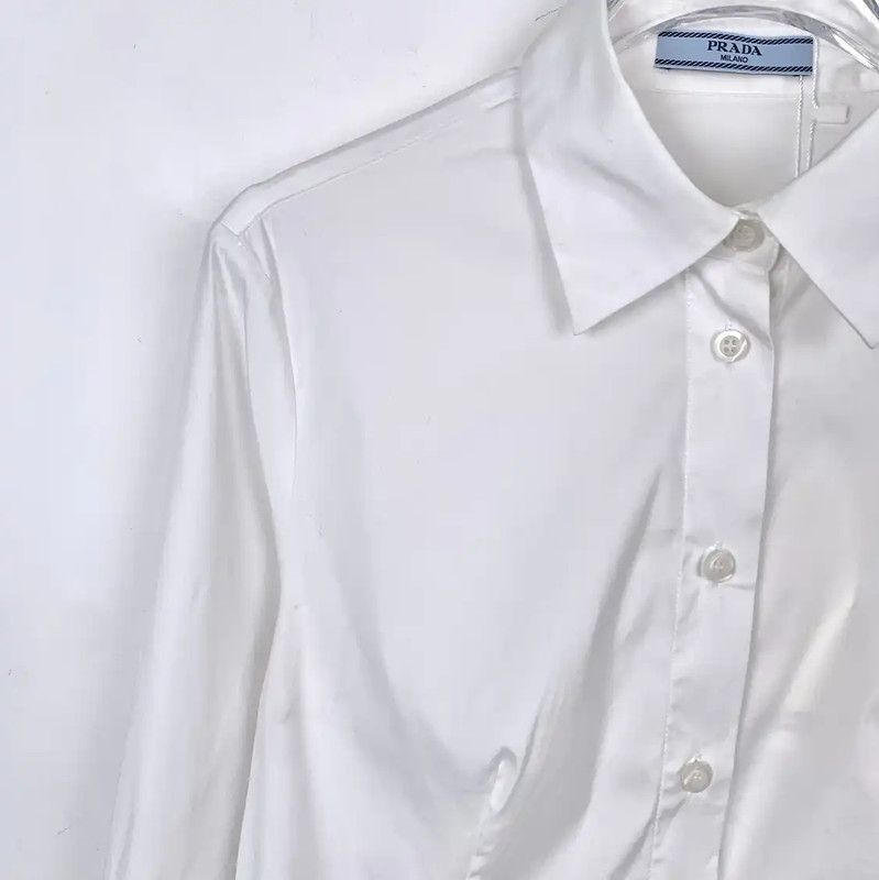 Prada Prada White Cotton Long Sleeve Shirt Size US XS / EU 42 / 0 - 2 Thumbnail