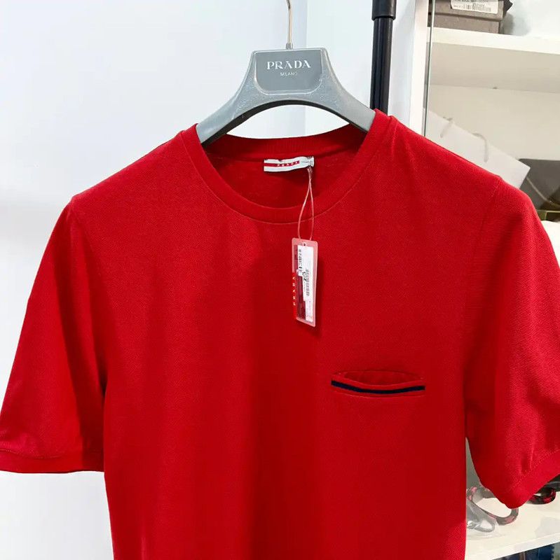 Prada Prada Red Summer Cotton Short Sleeve T-Shirt Size US XL / EU 56 / 4 - 4 Thumbnail