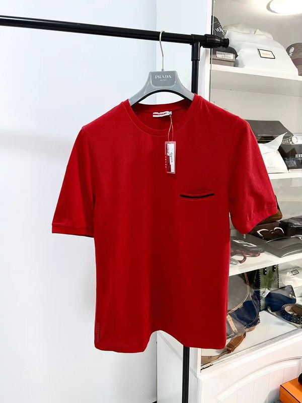 Prada Prada Red Summer Cotton Short Sleeve T-Shirt Size US XL / EU 56 / 4 - 3 Thumbnail