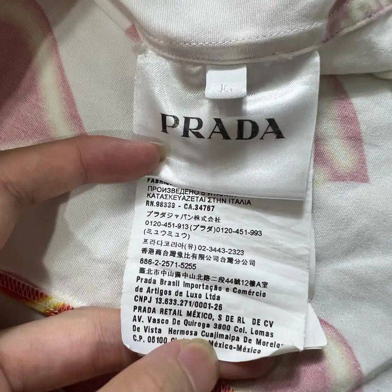 Prada Prada Red and White Patterned Short Sleeve Shirt Size US L / EU 52-54 / 3 - 3 Thumbnail