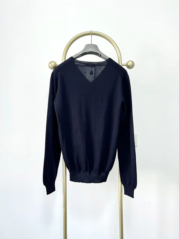 Prada Prada Men's V-Neck Knitted Sweater in Deep Blue Size US M / EU 48-50 / 2 - 1 Thumbnail