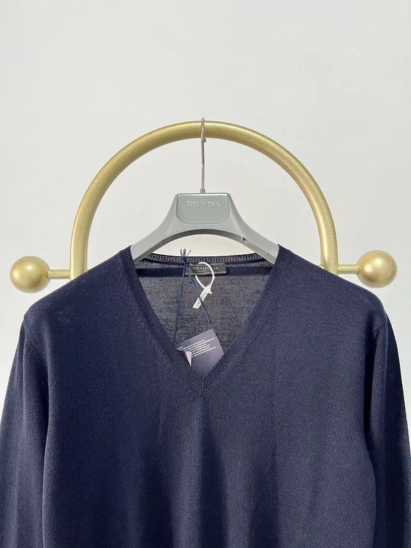 Prada Prada Men's XXL Deep Blue Wool Sweater Size US XXL / EU 58 / 5 - 2 Thumbnail