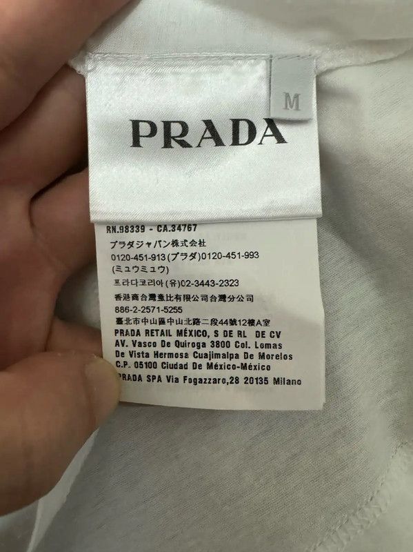 Prada Prada Men's White Embroidered Logo T-Shirt Size US M / EU 48-50 / 2 - 5 Thumbnail