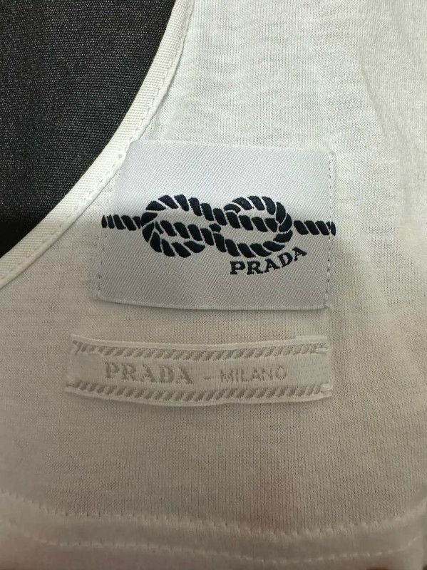 Prada Prada Men's White Embroidered Logo T-Shirt Size US M / EU 48-50 / 2 - 4 Thumbnail