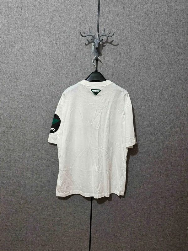 Prada Prada Men's White Embroidered Logo T-Shirt Size US M / EU 48-50 / 2 - 2 Thumbnail
