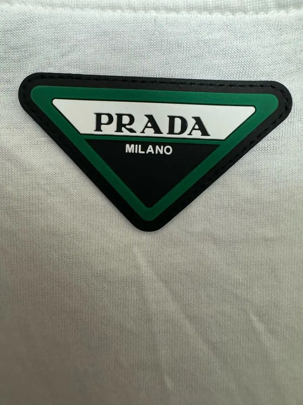 Prada Prada Men's White Embroidered Logo T-Shirt Size US M / EU 48-50 / 2 - 3 Thumbnail