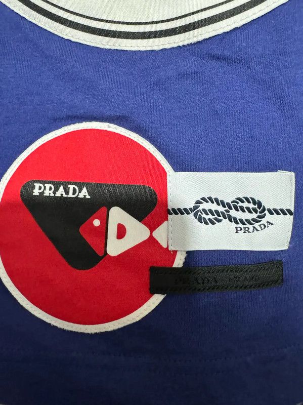 Prada Prada Embroidered Logo Blue Cotton Men's T-Shirt Size US S / EU 44-46 / 1 - 5 Thumbnail