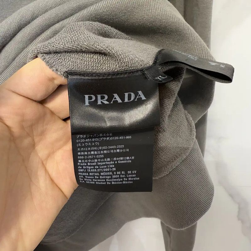 Prada Prada Gray Logo Men's Long Sleeve Hoodie Size US XL / EU 56 / 4 - 3 Thumbnail