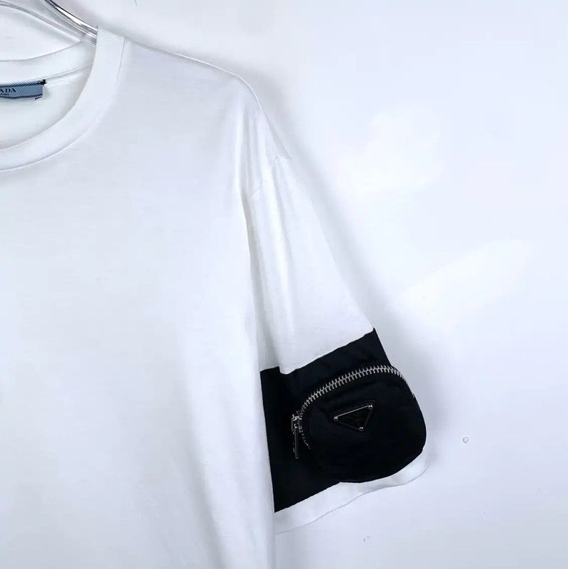 Prada Prada Men's White Cotton T-Shirt with Pocket Size US M / EU 48-50 / 2 - 2 Thumbnail