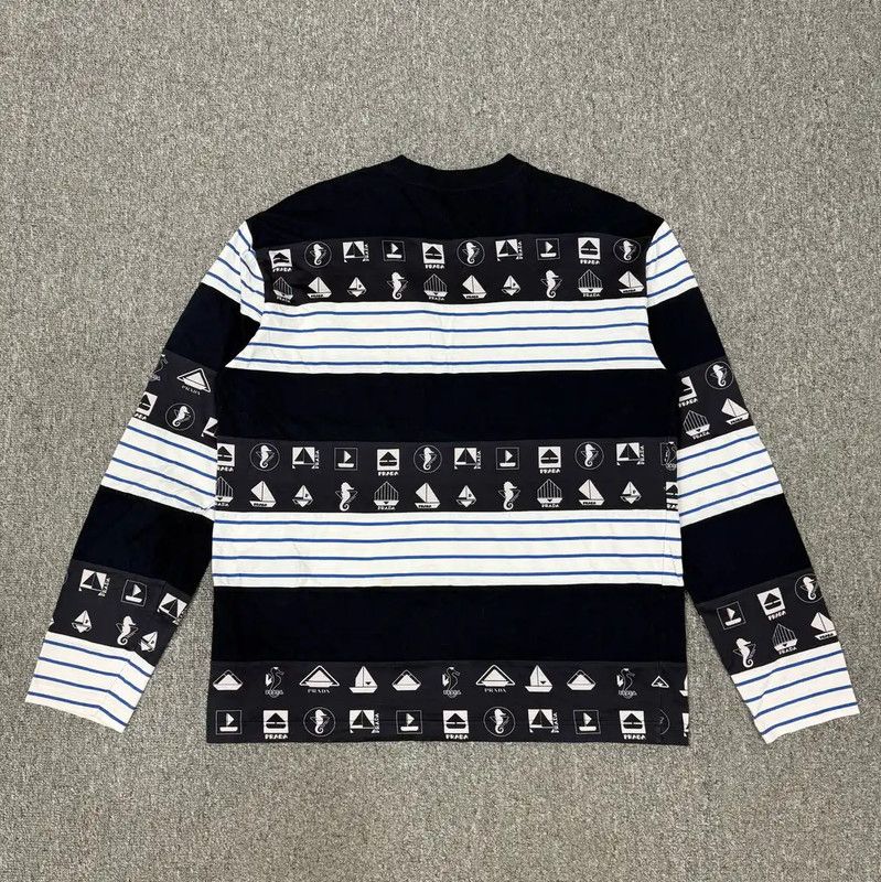 Prada Prada Color Block Cotton Long-Sleeve Sweatshirt Size US L / EU 52-54 / 3 - 2 Thumbnail