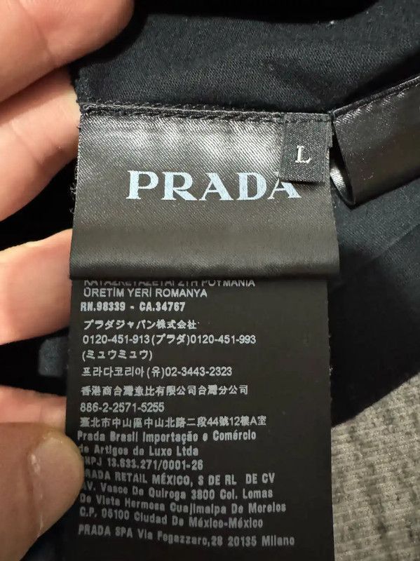 Prada Prada Black Cotton Logo T-shirt for Men Size US L / EU 52-54 / 3 - 3 Thumbnail
