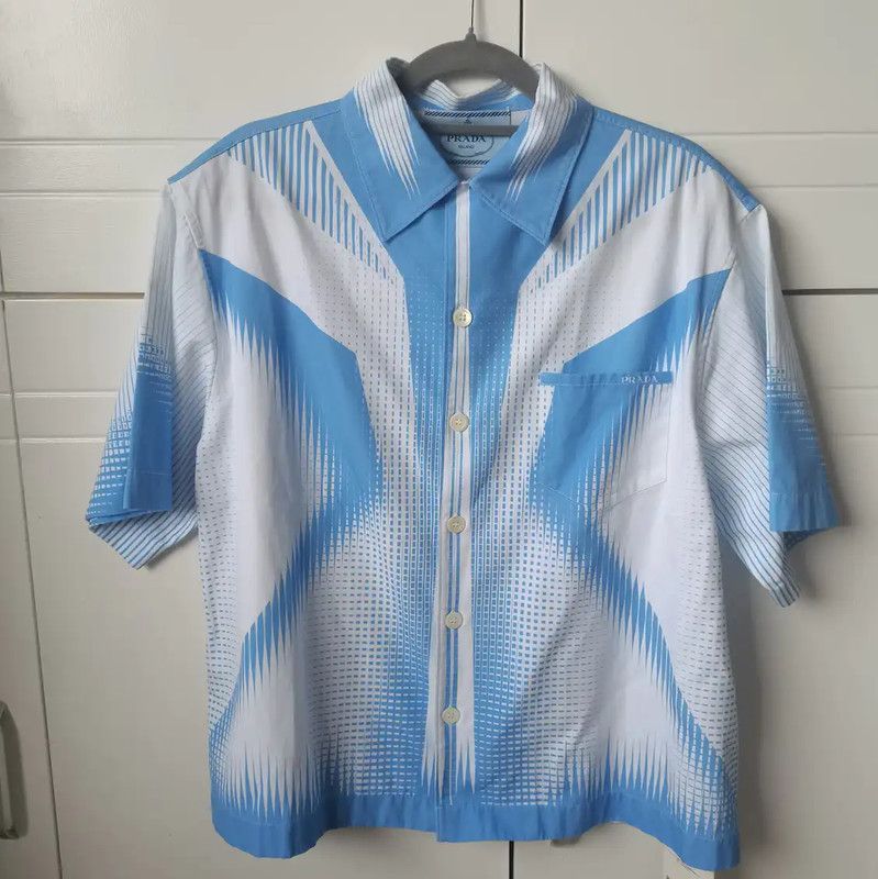 Prada Prada Blue Cotton Short Sleeve Shirt Size US M / EU 48-50 / 2 - 3 Thumbnail