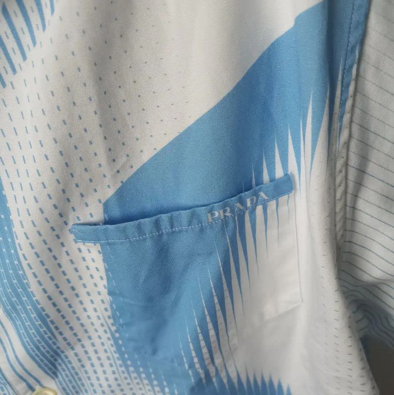 Prada Prada Blue Cotton Short Sleeve Shirt Size US M / EU 48-50 / 2 - 4 Thumbnail