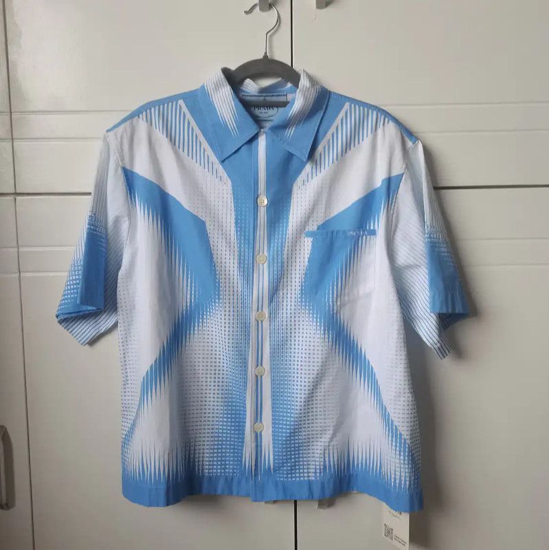 Prada Prada Blue Cotton Short Sleeve Shirt Size US M / EU 48-50 / 2 - 2 Thumbnail
