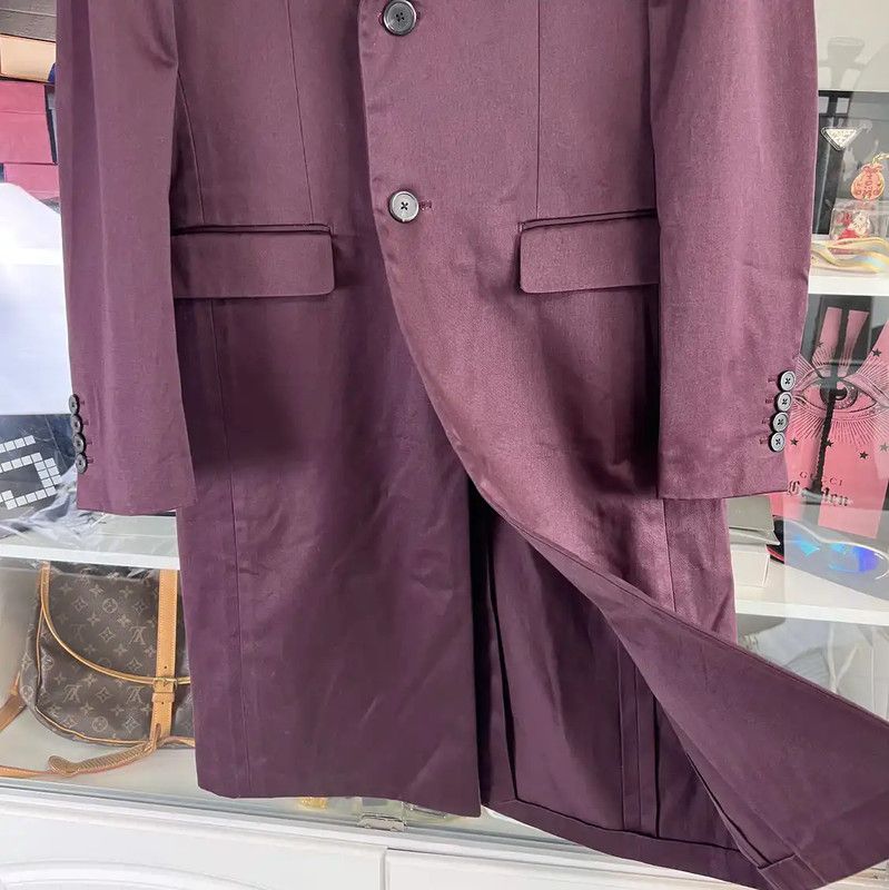 Prada Prada Burgundy Cotton Mid-Length Men's Coat Size US S / EU 44-46 / 1 - 4 Thumbnail