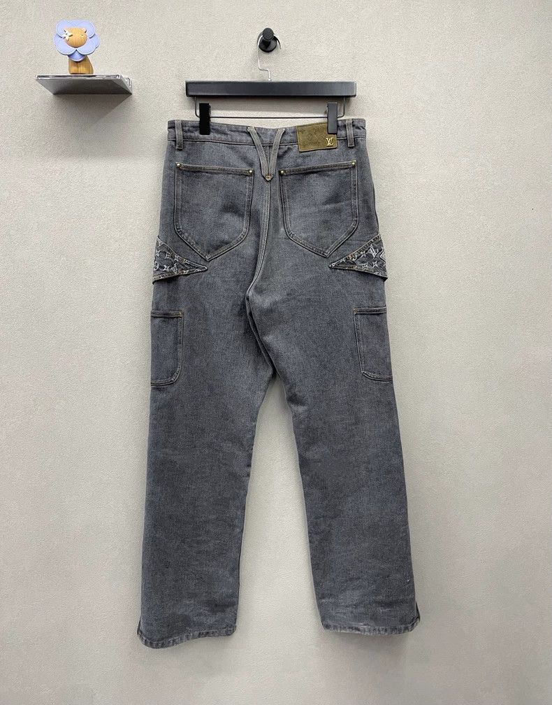 Louis Vuitton LV Logo Irregular Black Gray Jeans - dmc Size US 30 / EU 46 - 3 Thumbnail