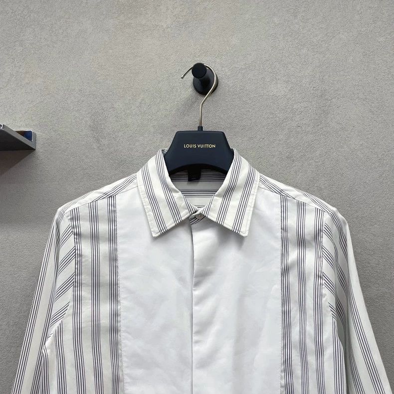 Louis Vuitton LV White & Gray Stripe Long Sleeve Shirt - dmc Size US S / EU 44-46 / 1 - 5 Thumbnail