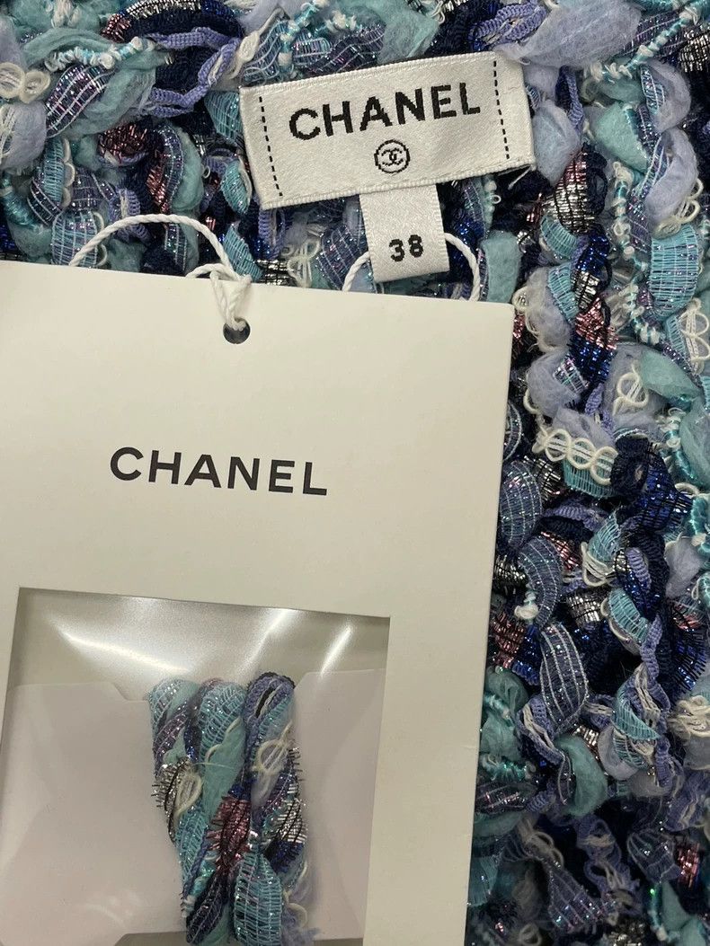 Chanel Chanel Blue Sequin Tweed Fringe Top - dmc Size US M / EU 48-50 / 2 - 4 Thumbnail