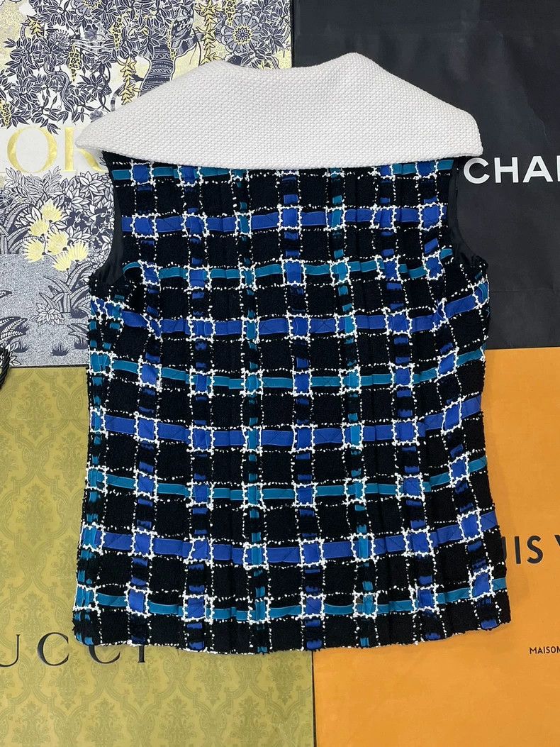 Chanel Chanel Black Blue Plaid Tweed Vest - dmc Size US S / EU 44-46 / 1 - 3 Thumbnail
