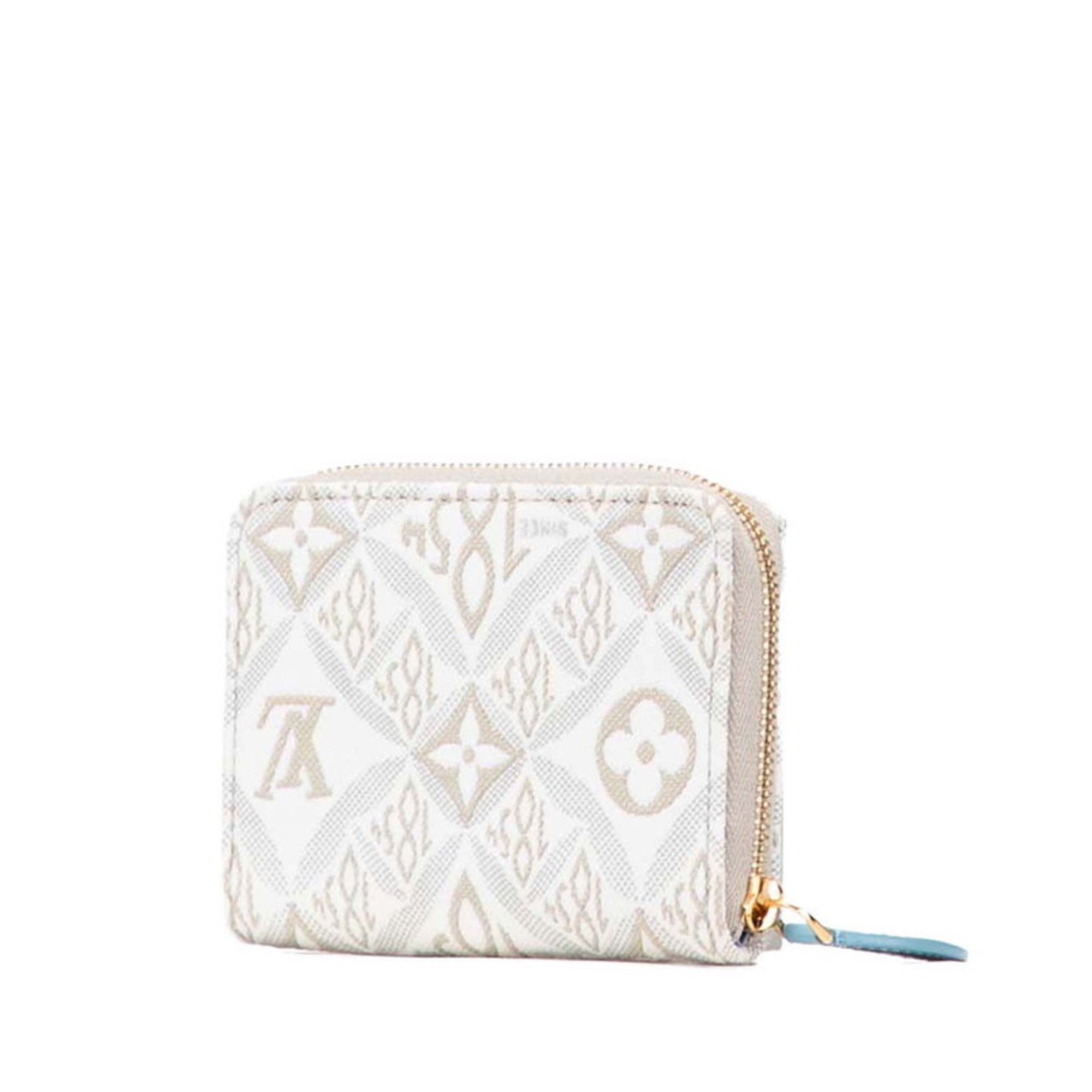 Louis Vuitton Louis Vuitton Monogram Jacquard Since1854 Zippy Coin Purse Wallet/Coin Case M69997 Beige White Canvas Leather Women's LOUIS VUITTON Size ONE SIZE - 2 Thumbnail