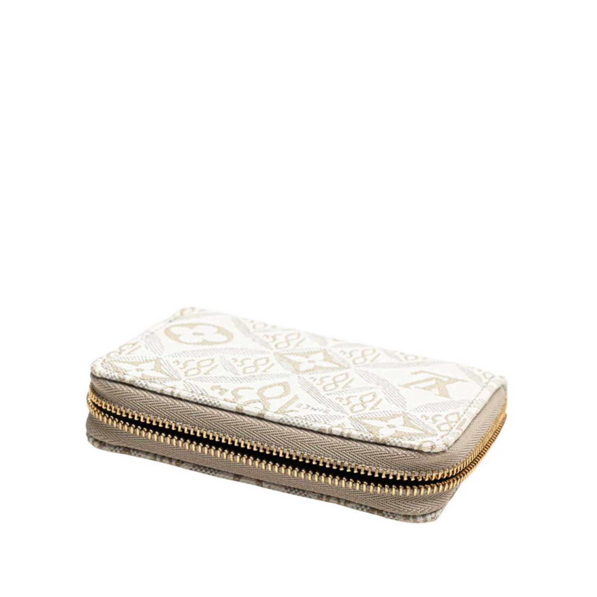 Louis Vuitton Louis Vuitton Monogram Jacquard Since1854 Zippy Coin Purse Wallet/Coin Case M69997 Beige White Canvas Leather Women's LOUIS VUITTON Size ONE SIZE - 4 Thumbnail