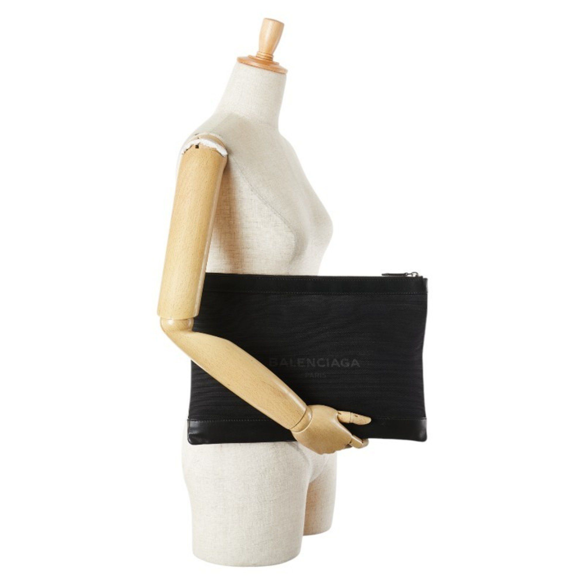 Balenciaga Balenciaga Navy Clip L Clutch Bag 373840 in Black Canvas and Leather for Women Size ONE SIZE - 10 Thumbnail