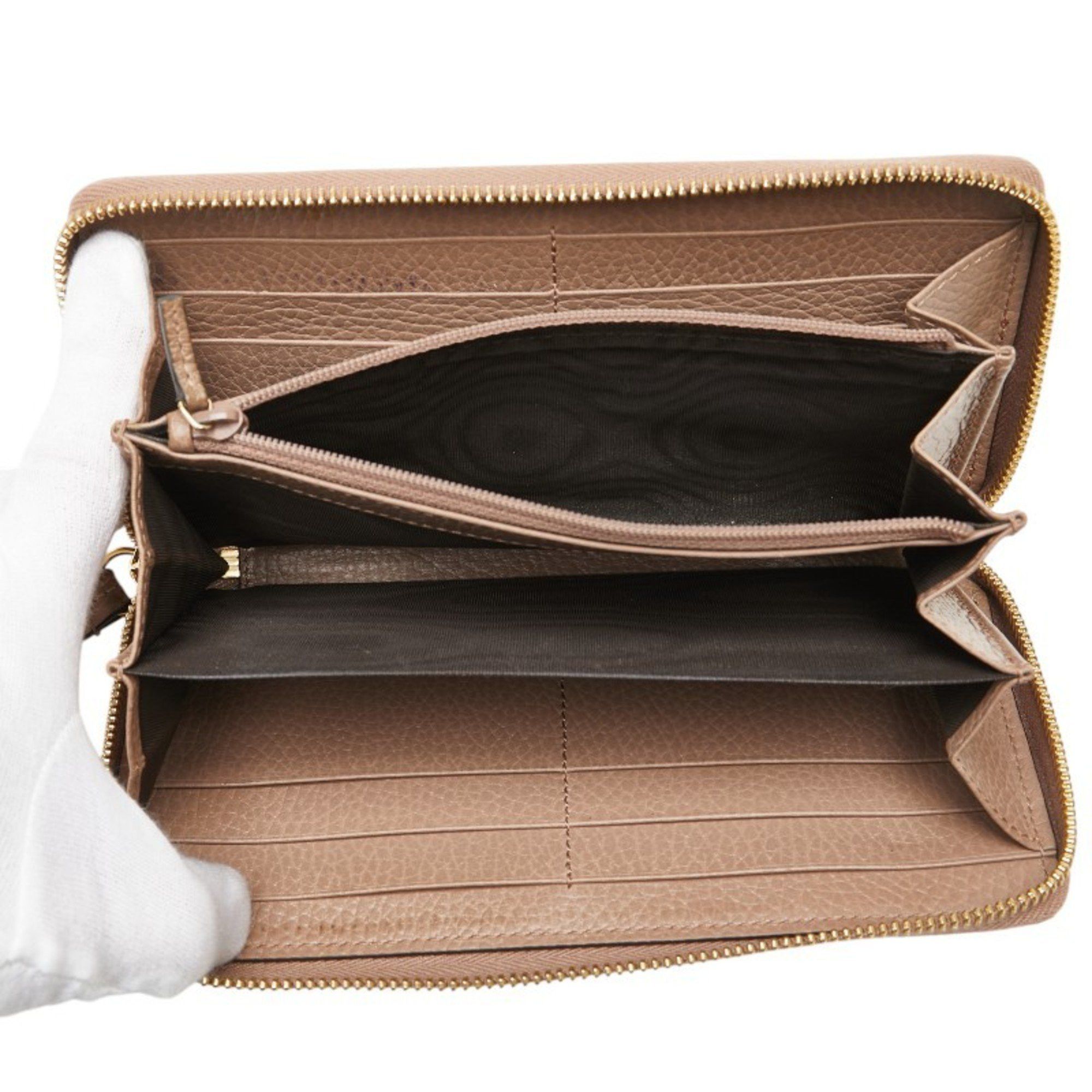 Gucci Gucci GG Marmont Zip-Around Long Wallet 456117 Beige Leather Women's GUCCI Size ONE SIZE - 7 Thumbnail