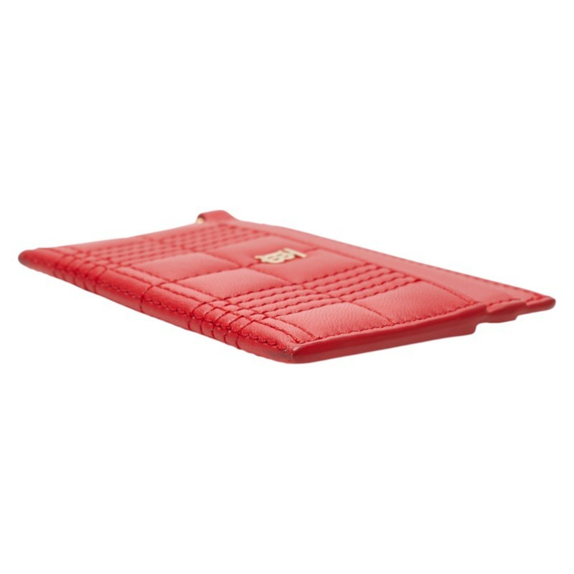 Burberry Burberry TB Monogram Quilted Business Card Case in Red and Gold Leather for Women Size ONE SIZE - 4 Thumbnail