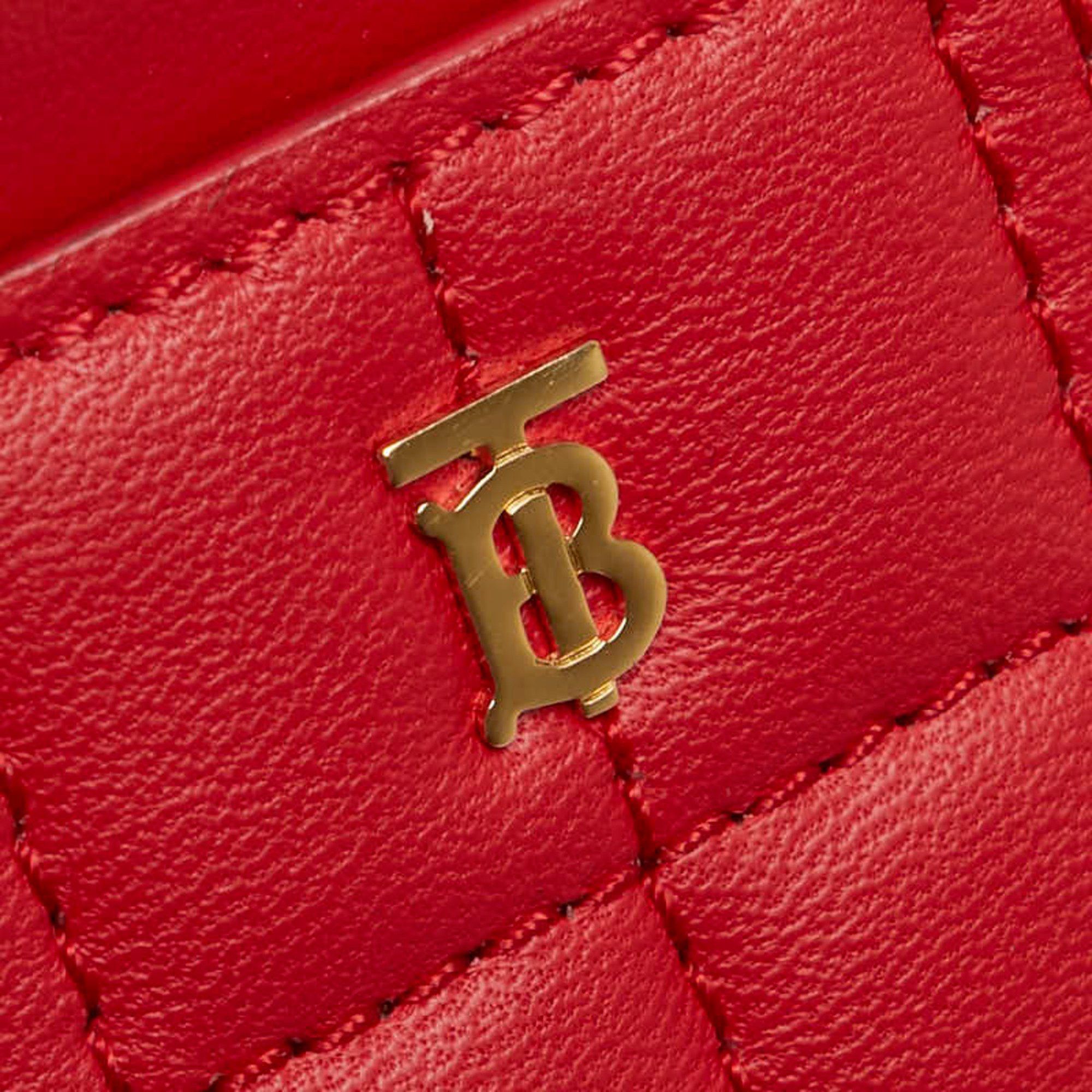 Burberry Burberry TB Monogram Quilted Business Card Case in Red and Gold Leather for Women Size ONE SIZE - 6 Thumbnail