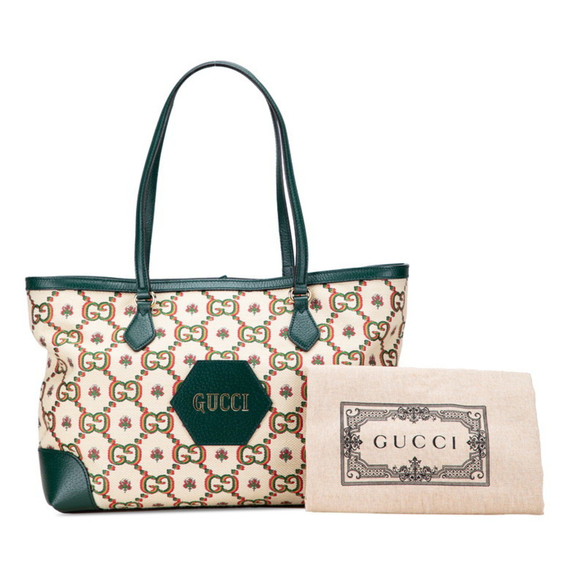 Gucci Gucci Ophidia 100th Anniversary Limited Edition Tote Bag 676681 Beige Green Multicolor Canvas Leather Women's GUCCI Size ONE SIZE - 10 Thumbnail