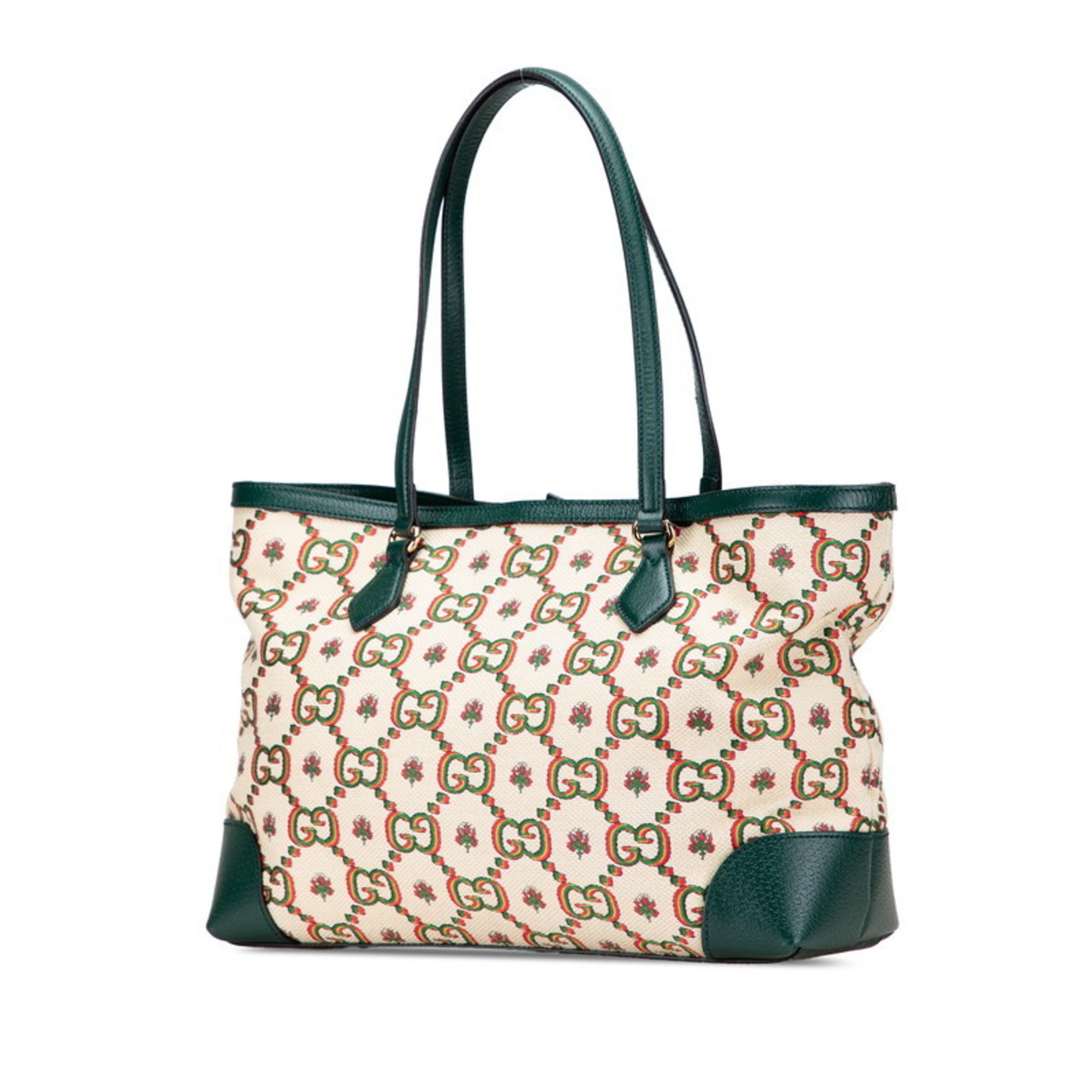 Gucci Gucci Ophidia 100th Anniversary Limited Edition Tote Bag 676681 Beige Green Multicolor Canvas Leather Women's GUCCI Size ONE SIZE - 2 Thumbnail