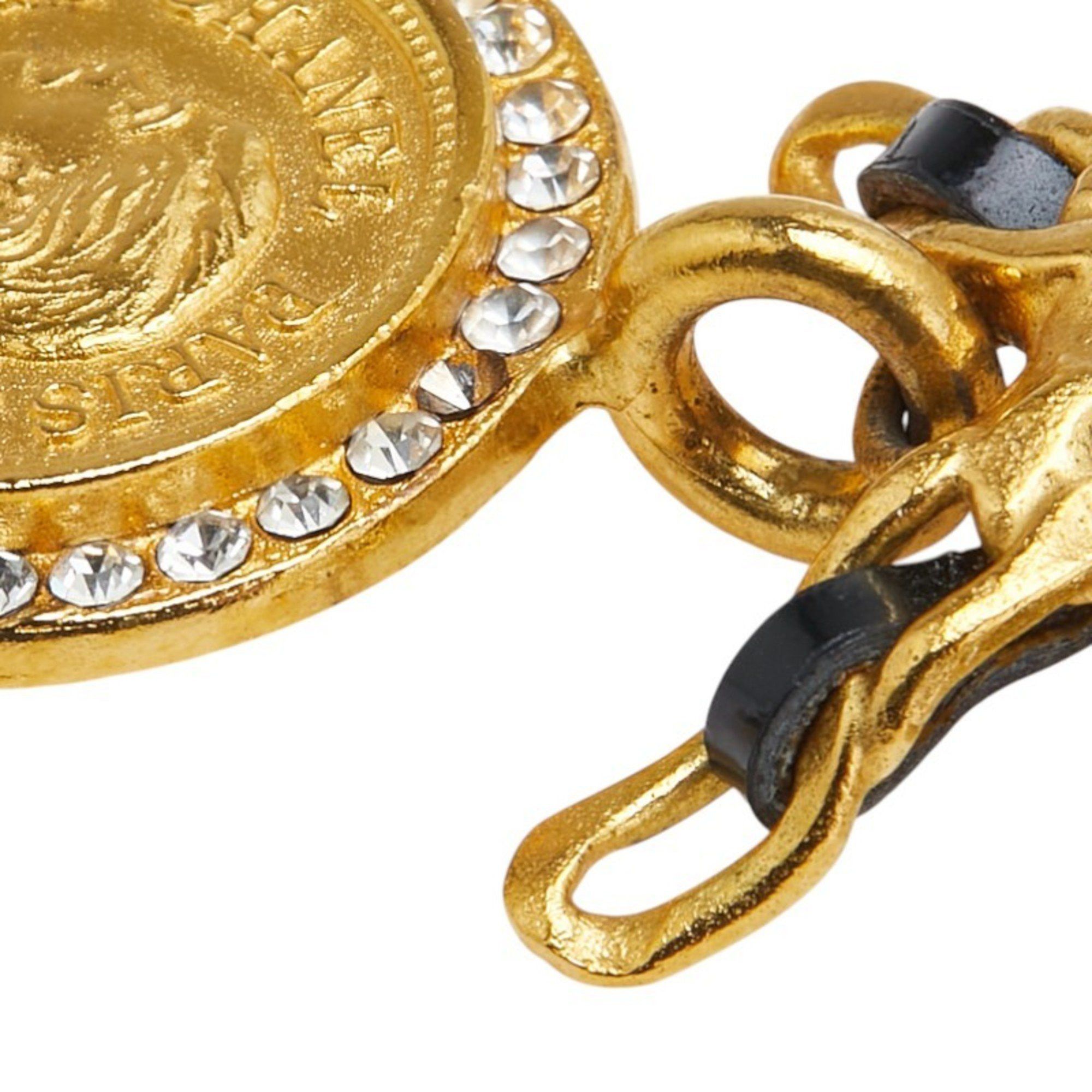 Chanel Vintage Chanel coin ribbon rhinestone choker necklace, gold plated, for women. Size ONE SIZE - 6 Thumbnail